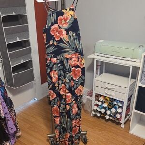 Hollister Navy Smocked Jumpsuit